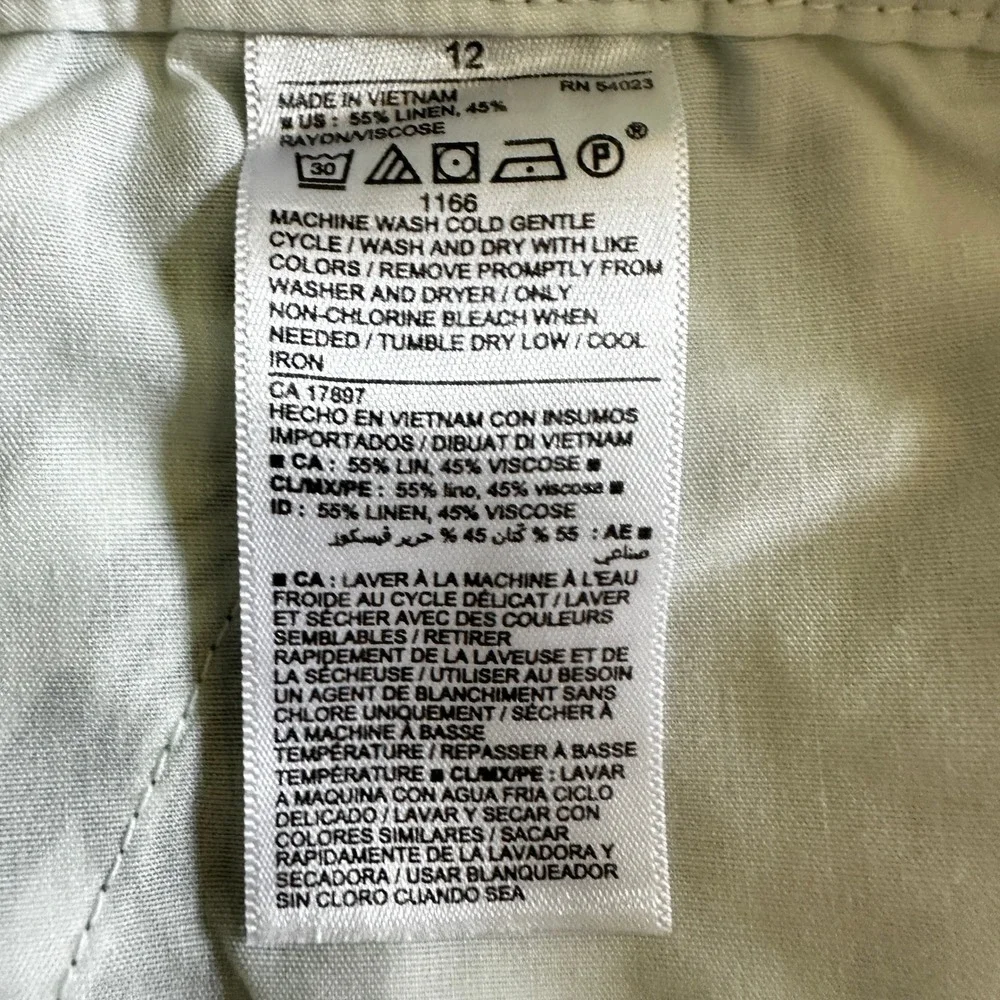 Old Navy Chino Shorts Palm Print Linen Blend Casual Green/White Size 12 NWOT - Picture 6 of 11